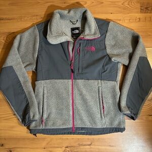 Women's S The North Face Denali Fleece Jacket Gray Charcoal Pink